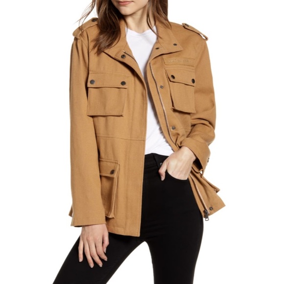 Sold Out AVEC LES FILLES Tan Canvas Cargo Jacket L – Rare, NWT, Military Style - Picture 2 of 8